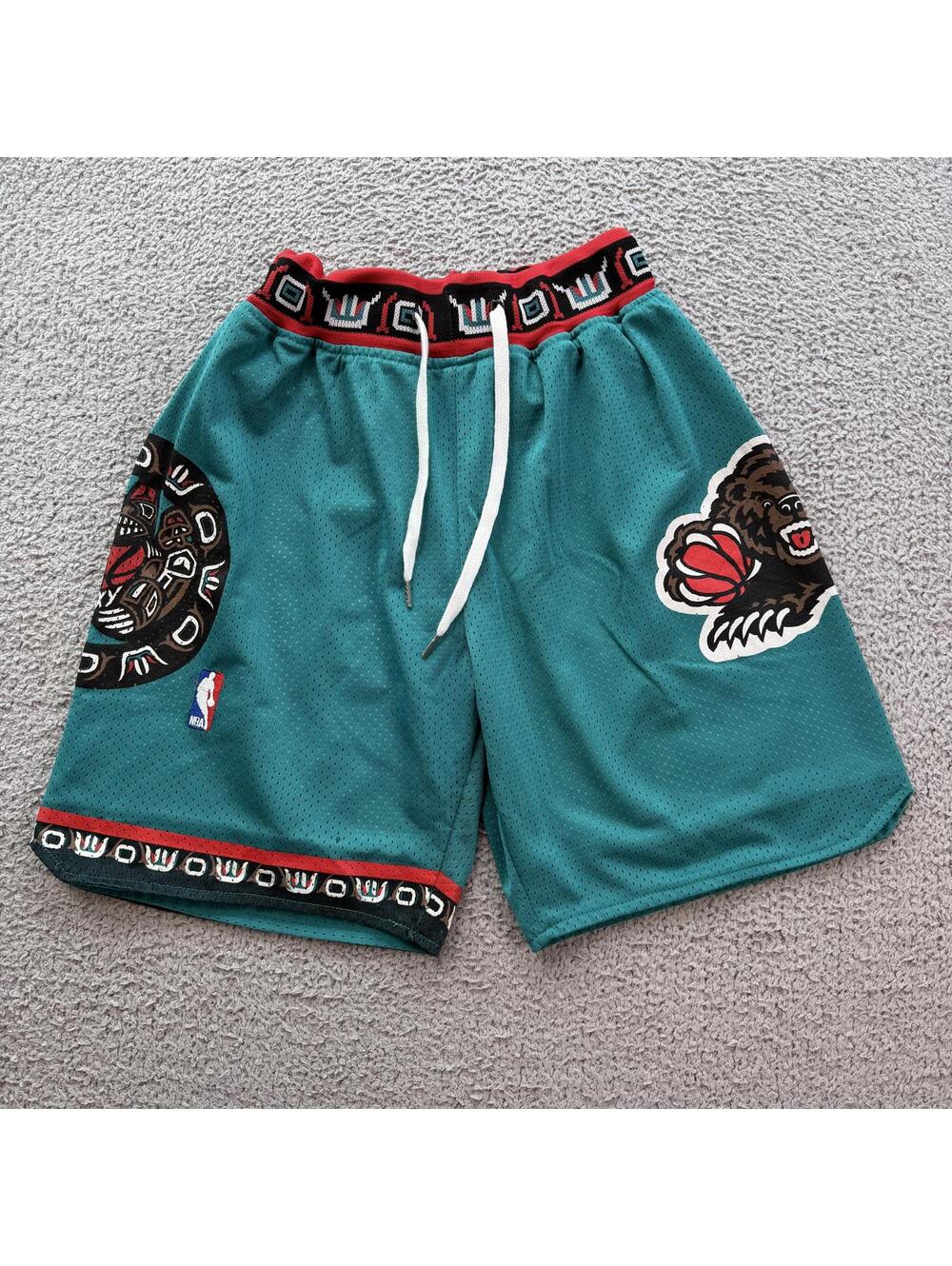Just Don Vancouver Grizzlies Shorts 1995-96 NBA Teal Basketball Mesh Made in USA